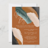 Invitation Baby shower abstrait en terre cuite verte (Devant)
