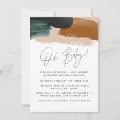 Invitation Baby shower abstrait en terre cuite verte (Devant)