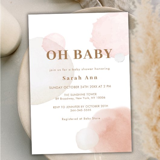 Invitation Baby shower Abstrait minimaliste Boho