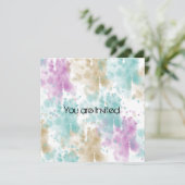 Invitation Baby shower Abstrait Pastel Watercolor Splatter (Debout devant)