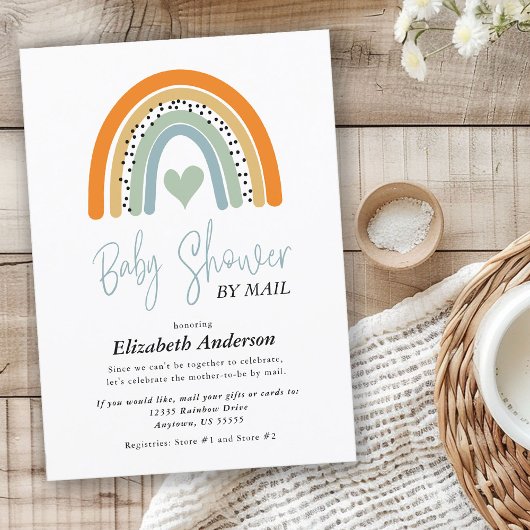 Invitation Baby shower Abstrait Rainbow Boy par courrier
