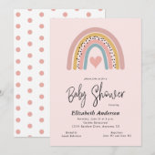 Invitation Baby shower Abstrait Rainbow et Heart Girl (Devant / Derrière)