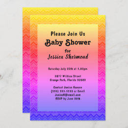 Invitation Baby shower Abstrait tribal Aztec Bright Chevron