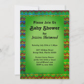 Invitation Baby shower Abstrait tribal Aztec Chevron Green (Devant)