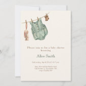 Invitation Baby shower accroché vêtements de bébé (Devant)