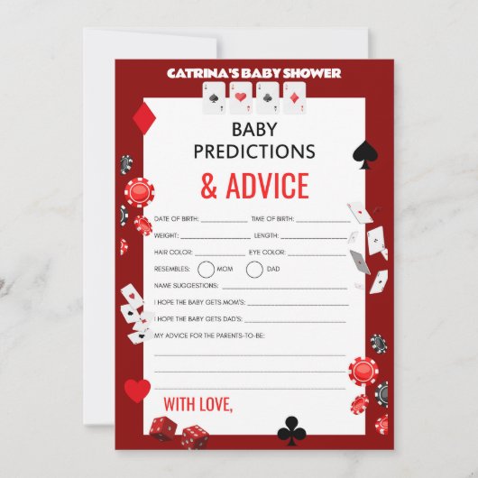 Invitation Baby shower Ace Casino - Nom modifiable, 5x7 (Devant)