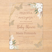 Invitation Baby shower acrylique avec papillon (Recto)