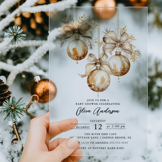 Invitation Baby shower Acrylique Ornement Or