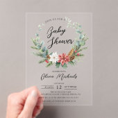 Invitation Baby shower acrylique Poinsettia Wreath (In situ (ordinateur de poche))