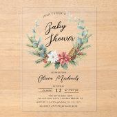 Invitation Baby shower acrylique Poinsettia Wreath (Recto)