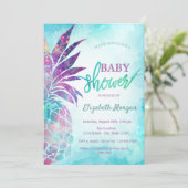 Invitation Baby Shower Adorable au Thème Ananas (Debout devant)