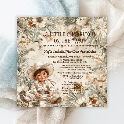 Invitation Baby shower adorable Baby Charro