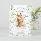 Invitation Baby shower adorable bébé écureuil et maman (Debout devant)