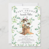 Invitation Baby shower adorable bébé orignal et maman (Devant)