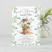 Invitation Baby shower adorable bébé orignal et maman (Debout devant)