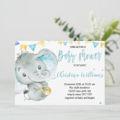 Invitation Baby shower adorable de bébé petit garçon éléphant (Debout devant)