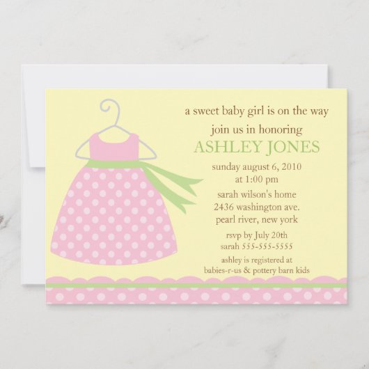 Invitation Baby shower adorable de robe de bébé (Devant)