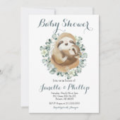 Invitation Baby shower adorable paresseux Eucalyptus verdure (Devant)