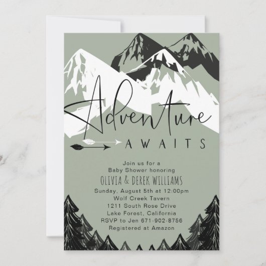 Invitation Baby shower Adventure Await (Devant)