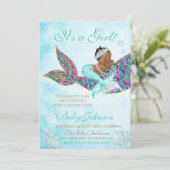 Invitation Baby shower africain-américain de la sirène : la P (Debout devant)