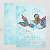 Invitation Baby shower africain-américain de la sirène : la P (Devant / Derrière)