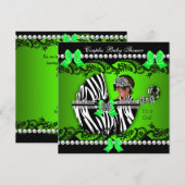 Invitation Baby shower Africain-Américain fille Zebra (Devant / Derrière)