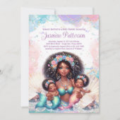 Invitation Baby shower africain de sirène jumelle (Devant)