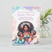 Invitation Baby shower africain de sirène jumelle (Debout devant)