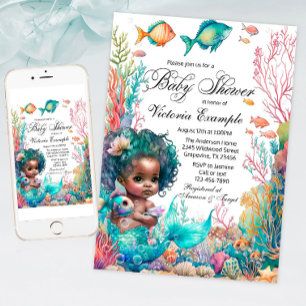 Invitation Baby shower africain des sirènes