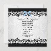 Invitation Baby shower African American Twin Boys bleu (Dos)