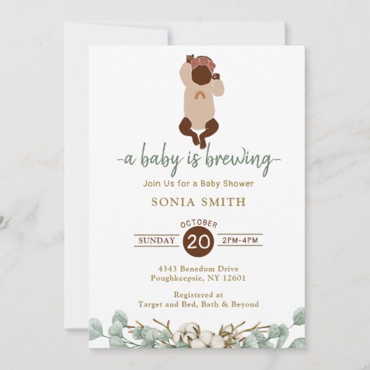 Invitation Baby shower afro-américain (Devant)