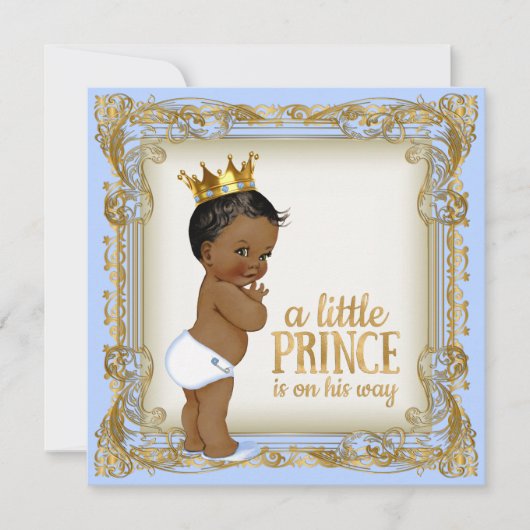 Invitation Baby shower afro-américain Bébé bleu (Devant)