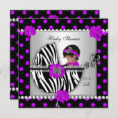 Invitation Baby shower afro-américain bébé fille Zebra Spots (Devant / Derrière)