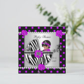 Invitation Baby shower afro-américain bébé fille Zebra Spots (Debout devant)