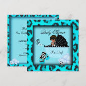 Invitation Baby shower afro-américain Boy Zebra Animal (Devant / Derrière)