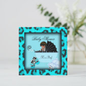 Invitation Baby shower afro-américain Boy Zebra Animal (Debout devant)