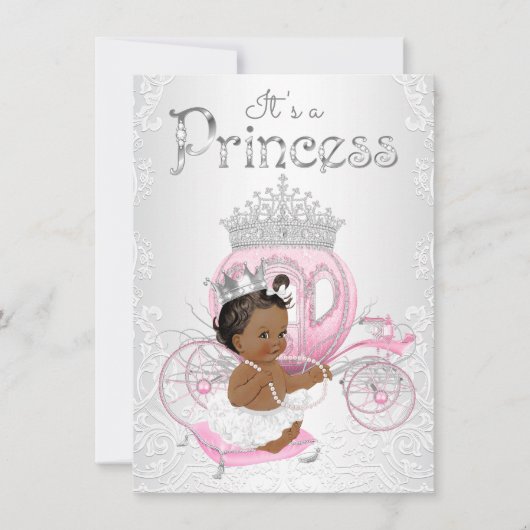 Invitation Baby shower afro-américain de princesse (Devant)