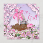 Invitation Baby shower afro-américain de princesse (Devant / Derrière)