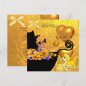 Invitation Baby shower afro-américain fille Kitten Orange (Devant / Derrière)