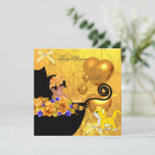 Invitation Baby shower afro-américain fille Kitten Orange (Debout devant)