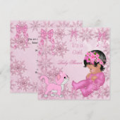 Invitation Baby shower afro-américain fille Kitten rose (Devant / Derrière)