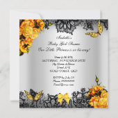 Invitation Baby shower afro-américain fille papillon jaune (Dos)