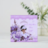 Invitation Baby shower afro-américain fille papillon Lilac (Debout devant)