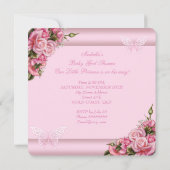 Invitation Baby shower afro-américain fille papillon rose (Dos)