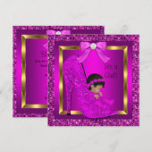 Invitation Baby shower afro-américain fille Parties scintilla (Devant / Derrière)