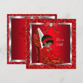 Invitation Baby shower afro-américain fille Parties scintilla (Devant / Derrière)