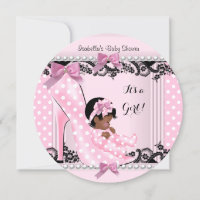 Baby shower afro-américain fille Pois rose
