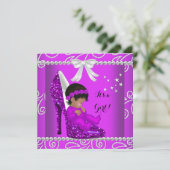 Invitation Baby shower afro-américain fille rose (Debout devant)