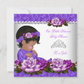 Invitation Baby shower afro-américain fille Rose 3 (Devant)