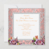 Invitation Baby shower afro-américain fille Rose de corail (Dos)
